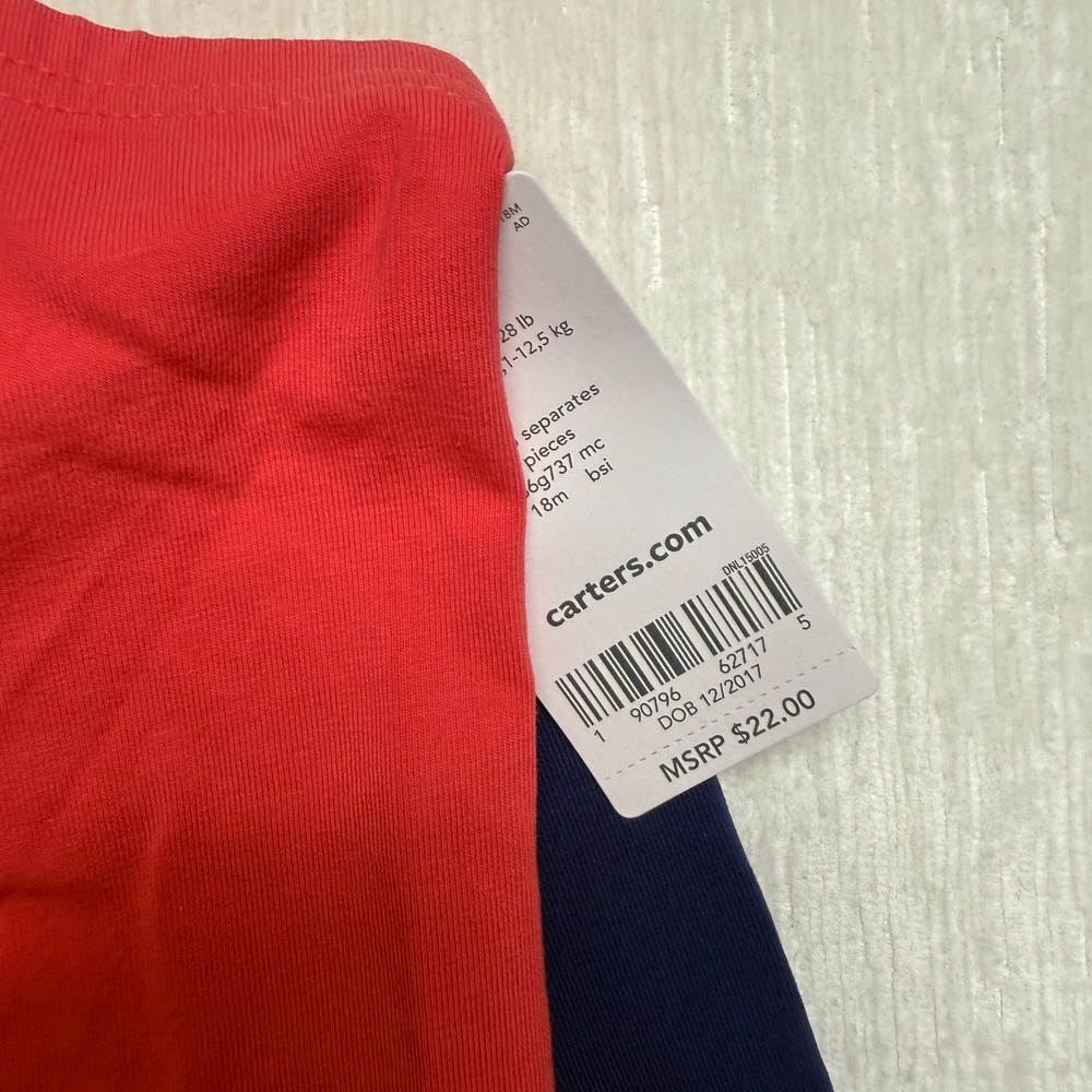 Carters Girls 18M Leggings 2 Pack Pink Navy Blue Ribbed Knit Elastic Waist NEW - Picture 9 of 11